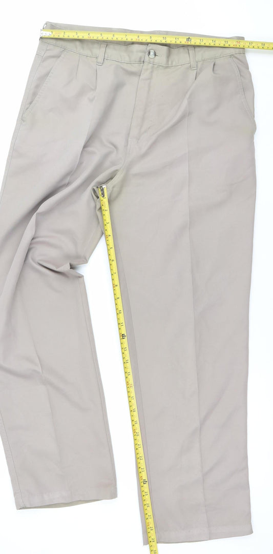 Dunlop Men Beige 34in Golf Trousers Regular Fit Straight Leg