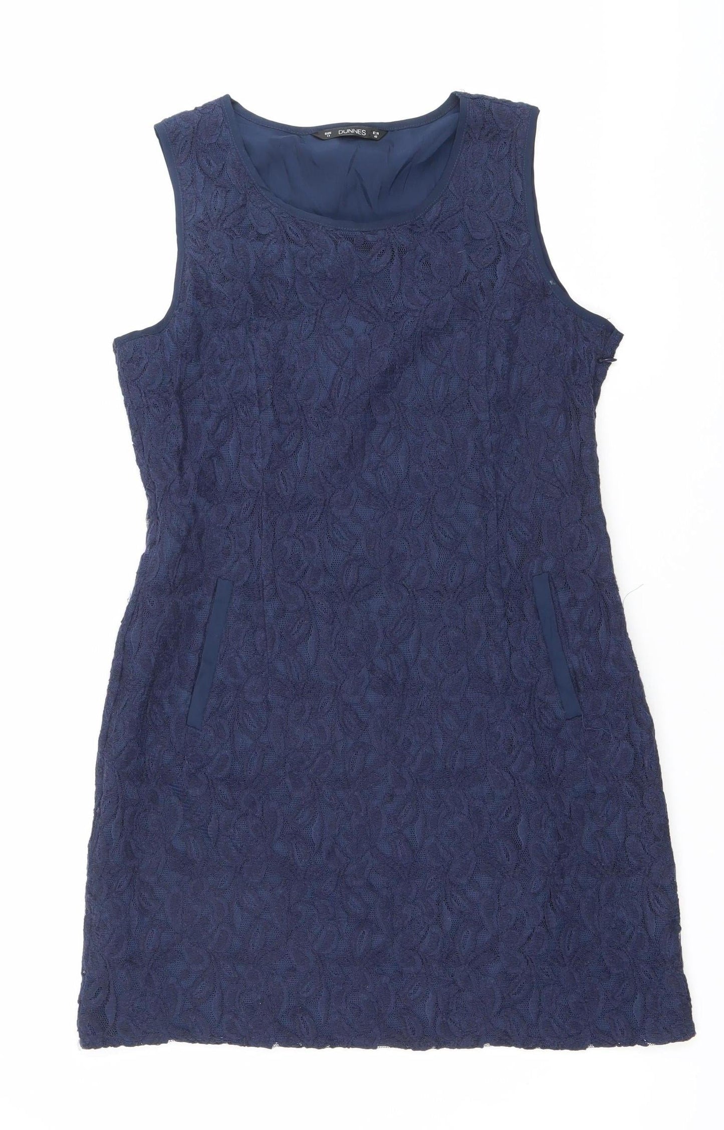 Dunnes Women’s Blue Floral Lace Shift Dress Size 14 Sleeveless