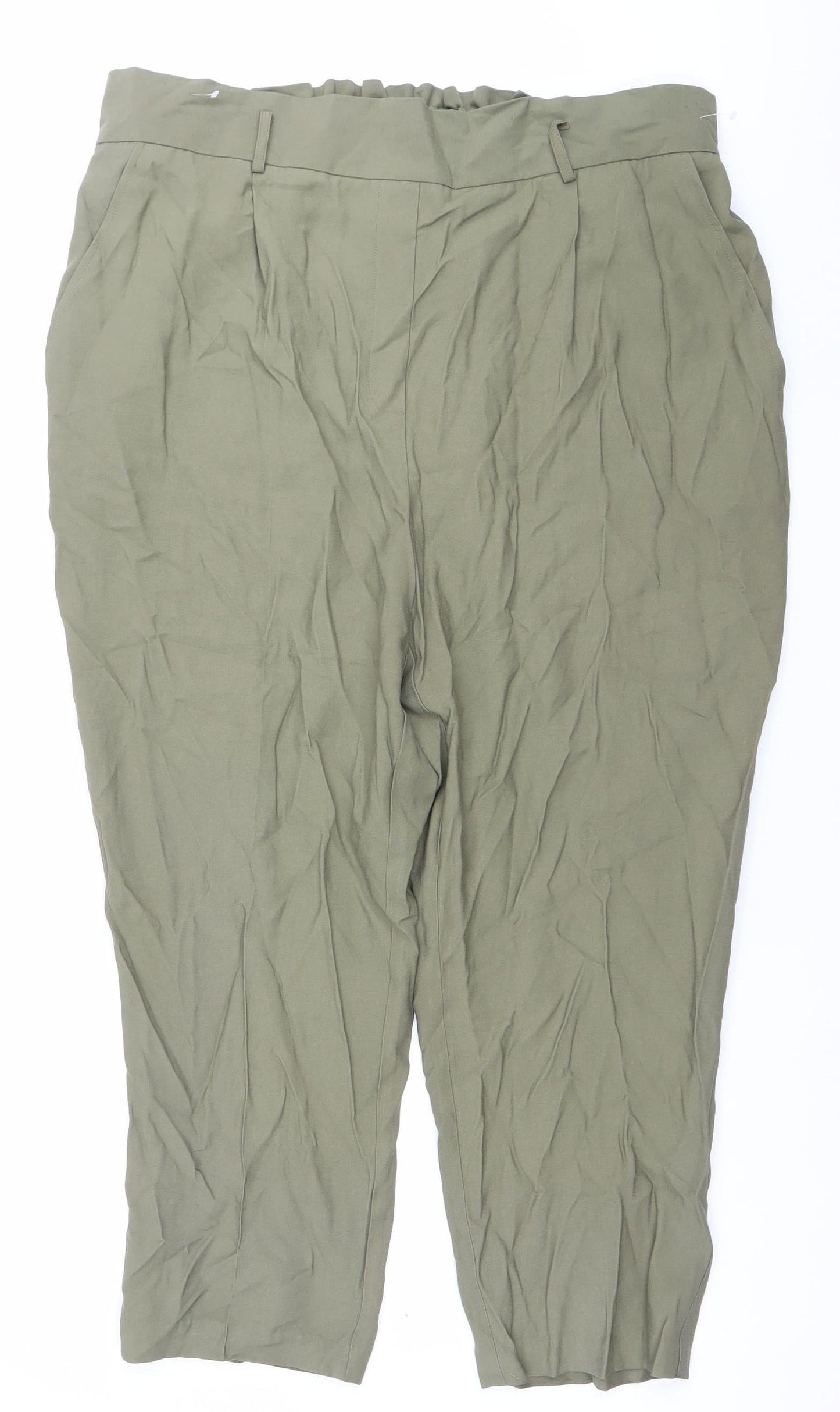 F&F Women’s Green Size 20 Elastic Waist Viscose Trousers