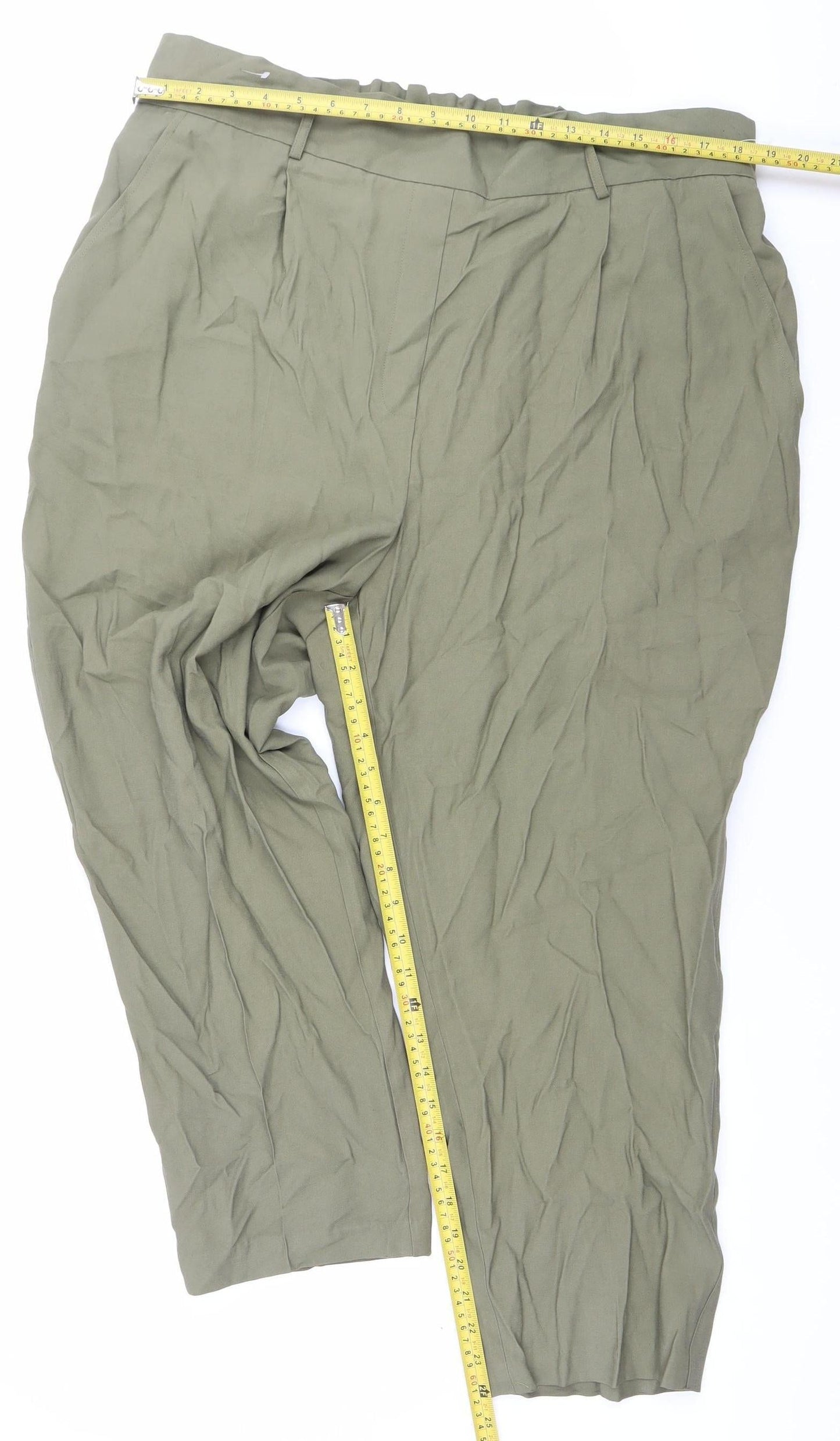 F&F Women’s Green Size 20 Elastic Waist Viscose Trousers