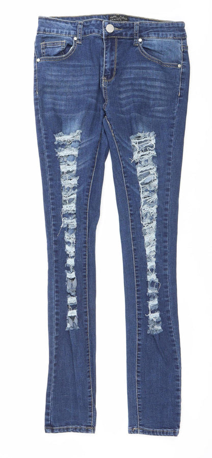 Denim Club Women's Blue Size 12 Distressed Skinny Jeans