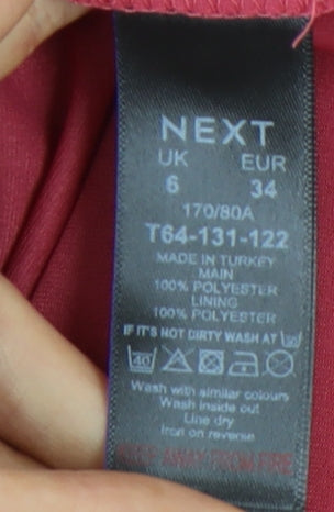 Next Women’s Pink Floral A-Line Chiffon Belted Dress UK 6