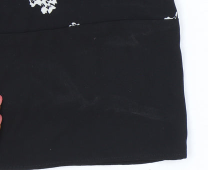Damart Women’s Black Floral Shift Dress Size 18 Short Sleeve Knee Length