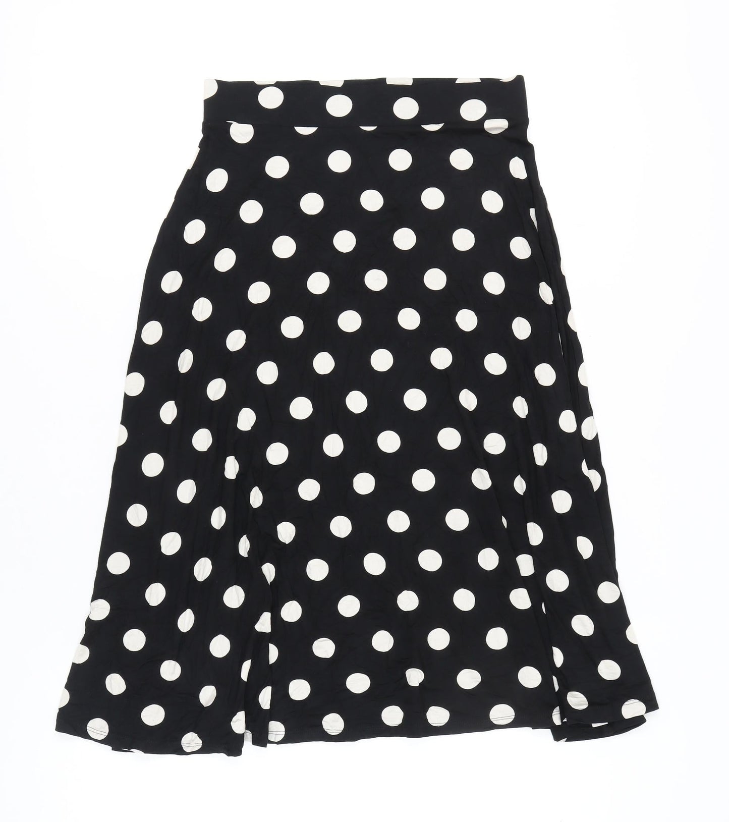 Marks and Spencer Women Black Polka Dot Long A-Line Skirt Size 10