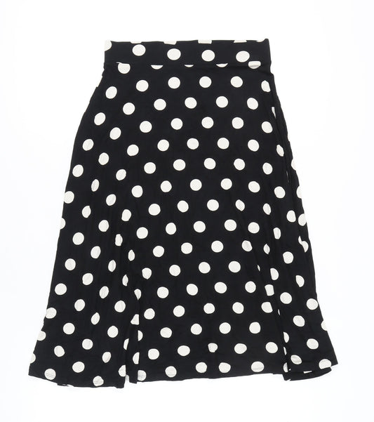 Marks and Spencer Women Black Polka Dot Long A-Line Skirt Size 10