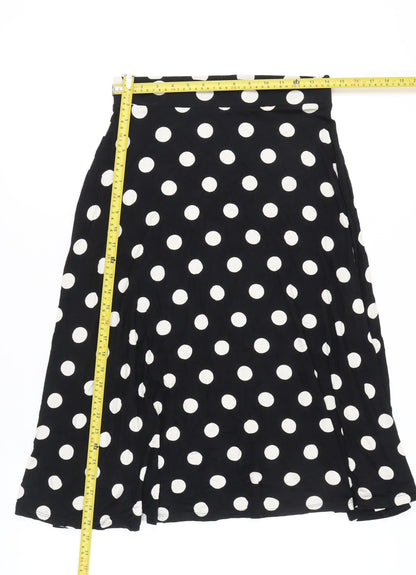 Marks and Spencer Women Black Polka Dot Long A-Line Skirt Size 10