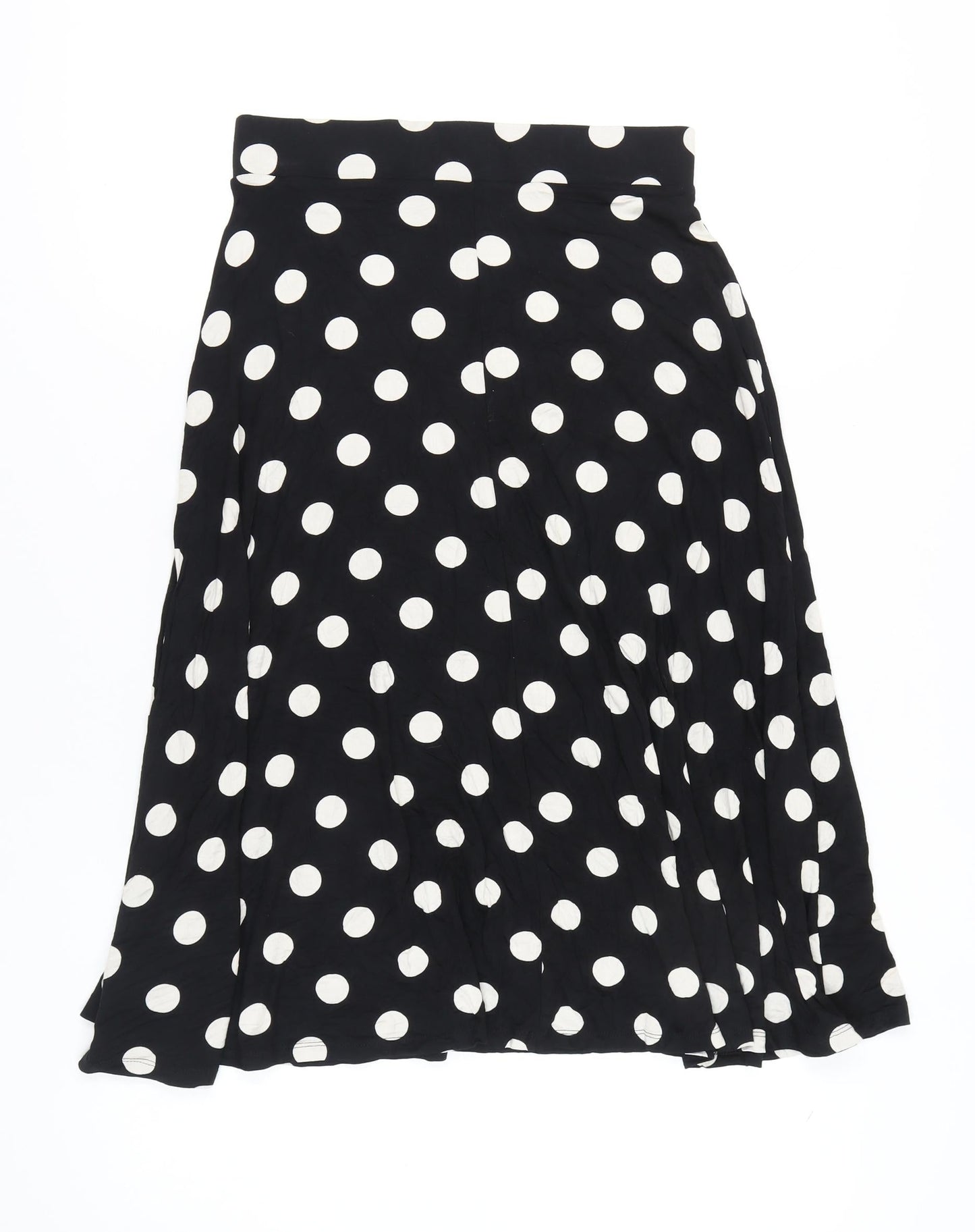 Marks and Spencer Women Black Polka Dot Long A-Line Skirt Size 10