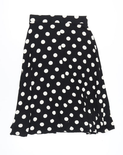 Marks and Spencer Women Black Polka Dot Long A-Line Skirt Size 10