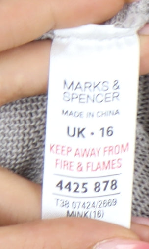 Womens UK Size 16 Marks and Spencer Beige Cardigan Jumper