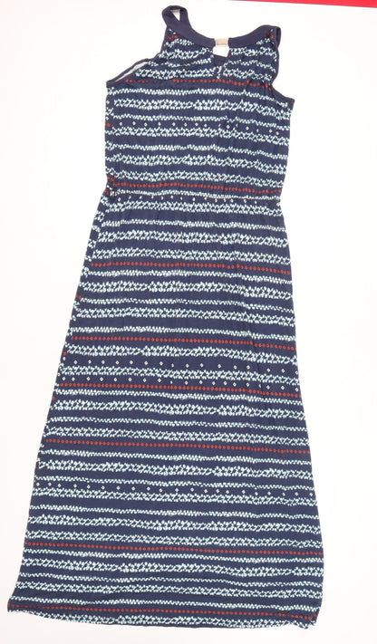 Apricot Womens Blue Geometric Midi Fit & Flare Dress Size 14 Sleeveless