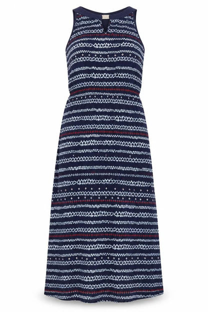 Apricot Womens Blue Geometric Midi Fit & Flare Dress Size 14 Sleeveless
