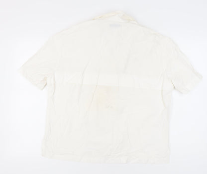 Womens UK Size 12 Zara Ivory Basic Button-Up
