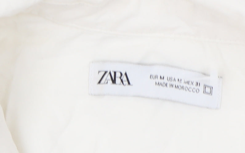 Womens UK Size 12 Zara Ivory Basic Button-Up