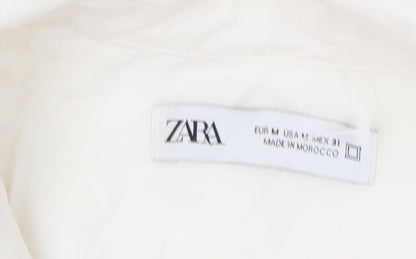 Womens UK Size 12 Zara Ivory Basic Button-Up