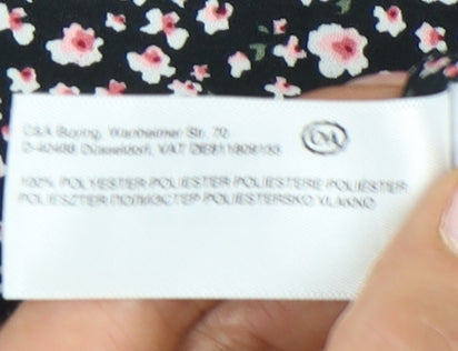 C&A Girls Black Floral A-Line Sleeveless Dress Size 146 Knee Length