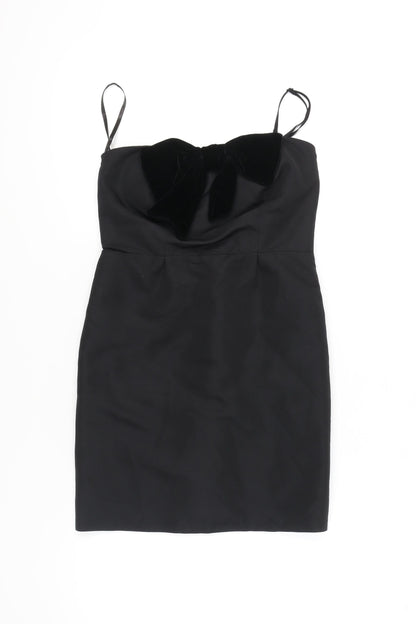Vila Women’s Black Short Bodycon Bow Party Dress Size S