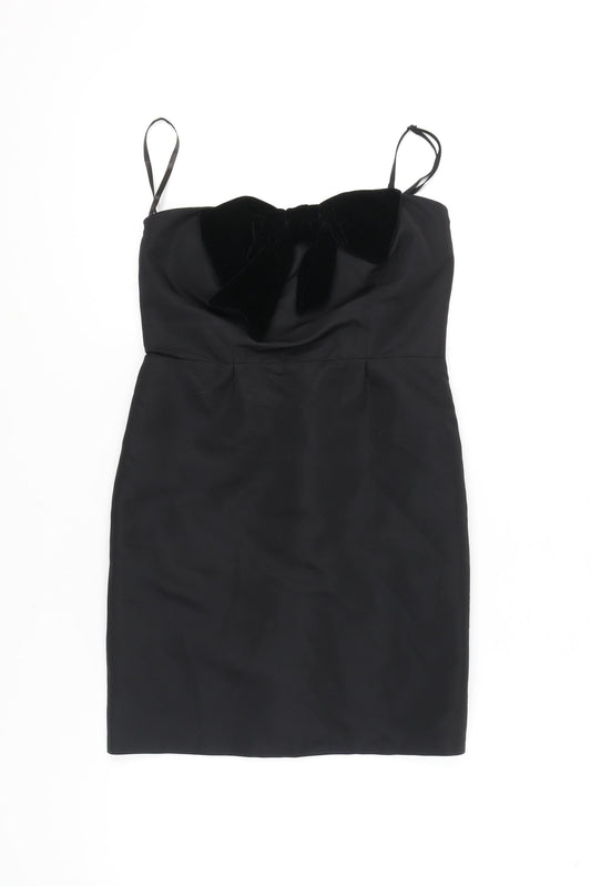 Vila Women’s Black Short Bodycon Bow Party Dress Size S