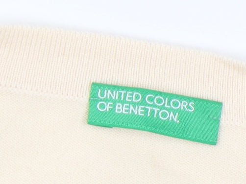 Womens UK Size L United Colors of Benetton Beige Cardigan Jumper