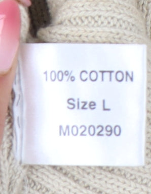 Armando Men’s Beige Roll Neck Cotton Jumper L Regular Fit