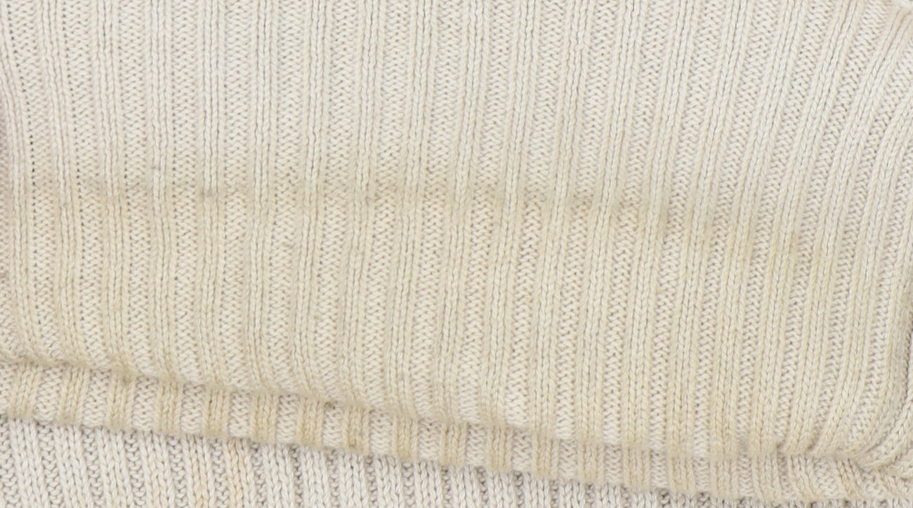 Armando Men’s Beige Roll Neck Cotton Jumper L Regular Fit