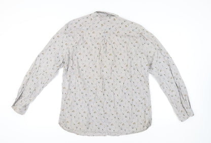 Rocha John Rocha Men's Beige Floral Button-Up Shirt XL Long Sleeve