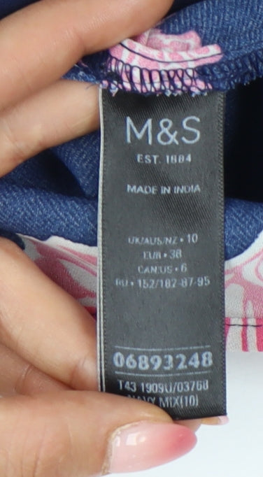Womens UK Size 10 Marks and Spencer Multicoloured Basic Blouse