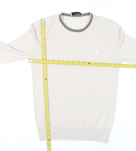 Pringle of Scotland Men’s Beige Merino Wool Crew Neck Jumper S