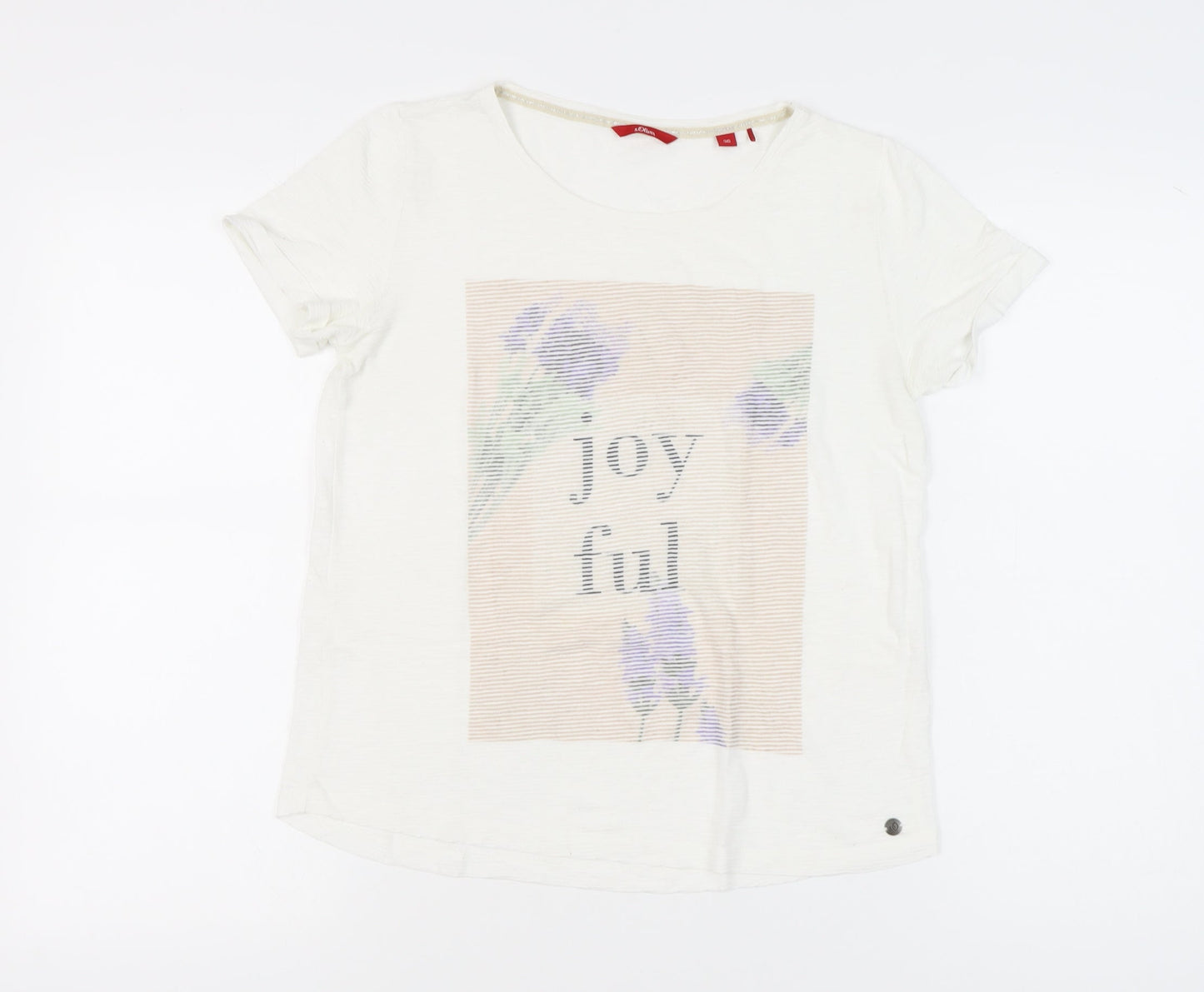 Womens UK Size 8 s.Oliver White Basic T-Shirt