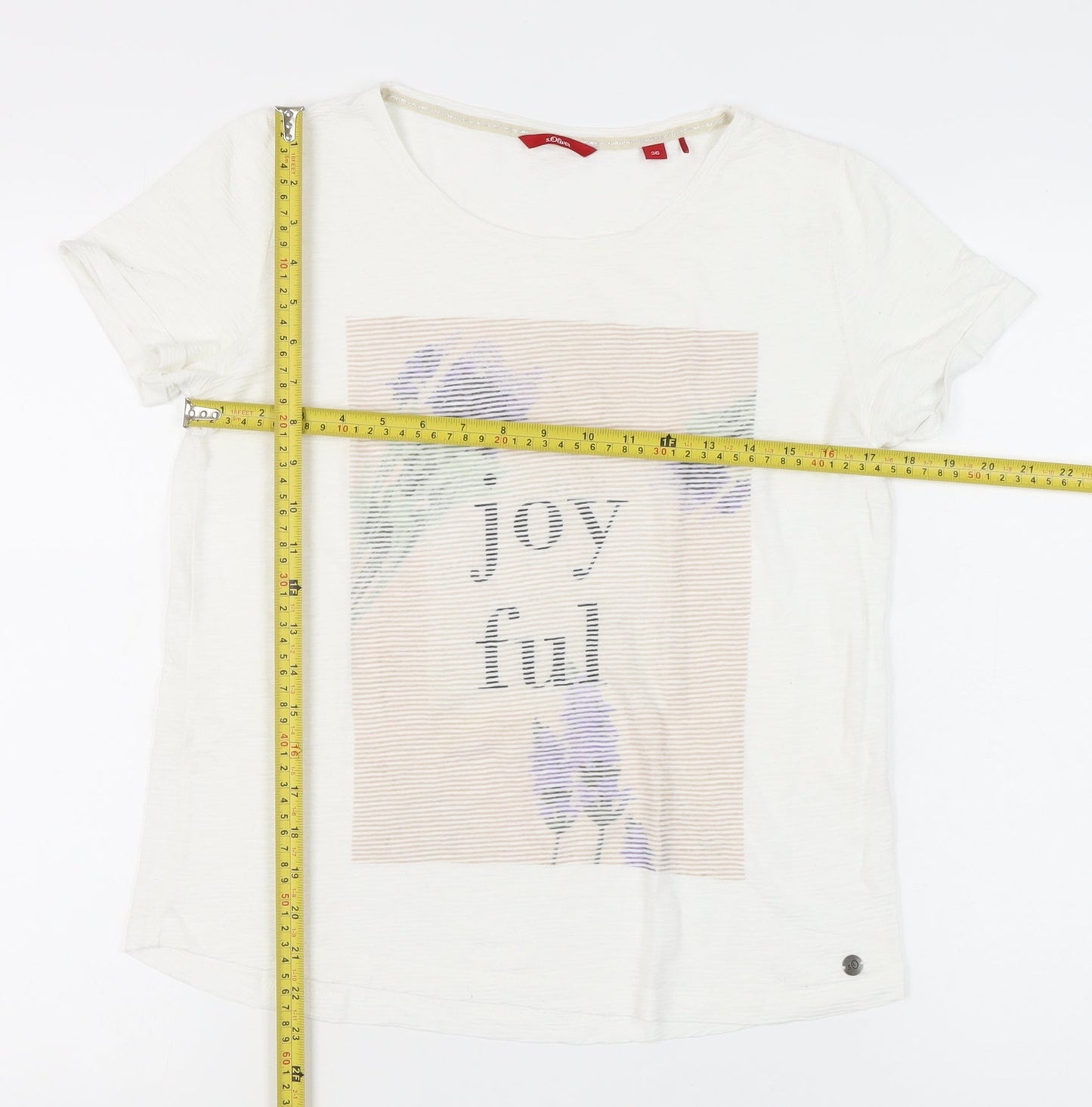 Womens UK Size 8 s.Oliver White Basic T-Shirt