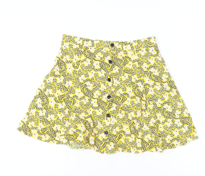 Miss Selfridge Women’s Yellow Floral A-Line High Rise Skirt UK 12