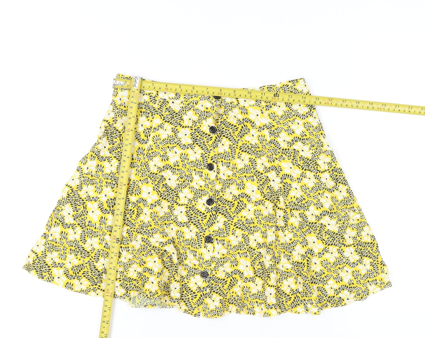 Miss Selfridge Women’s Yellow Floral A-Line High Rise Skirt UK 12