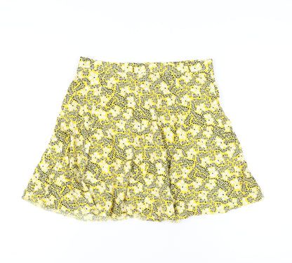 Miss Selfridge Women’s Yellow Floral A-Line High Rise Skirt UK 12
