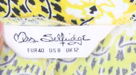 Miss Selfridge Women’s Yellow Floral A-Line High Rise Skirt UK 12