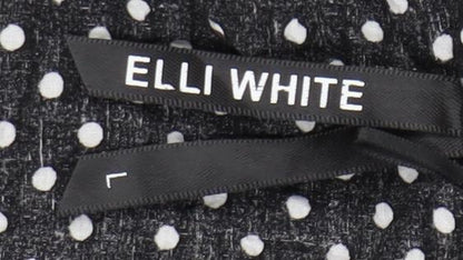 Elli White Women's Black Polka Dot Cotton Long Sleeve Shirt L