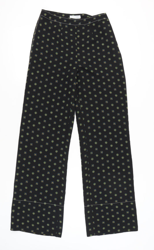 Red Herring Women’s Black Geometric Wide-Leg Trousers Size 8