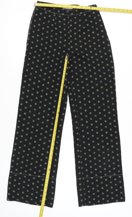 Red Herring Women’s Black Geometric Wide-Leg Trousers Size 8
