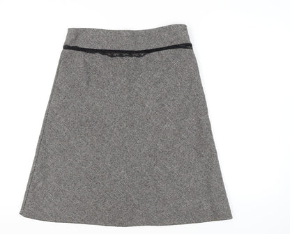 New Look Women’s Grey Herringbone A-Line Knee Length Skirt Size 12