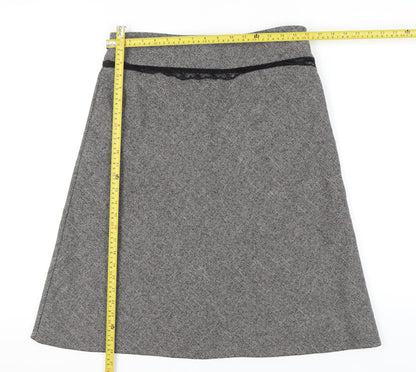 New Look Women’s Grey Herringbone A-Line Knee Length Skirt Size 12