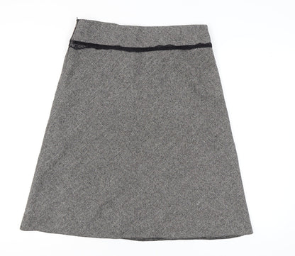 New Look Women’s Grey Herringbone A-Line Knee Length Skirt Size 12