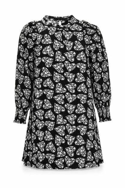 Next Women’s Black Floral Shift Dress Size 12 Knee Length Long Sleeve