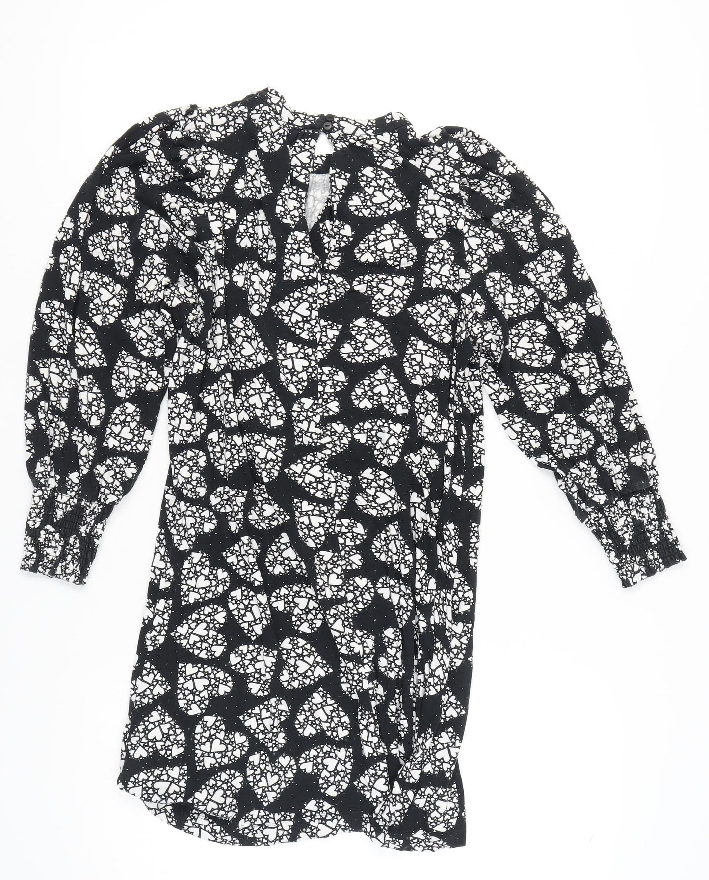 Next Women’s Black Floral Shift Dress Size 12 Knee Length Long Sleeve