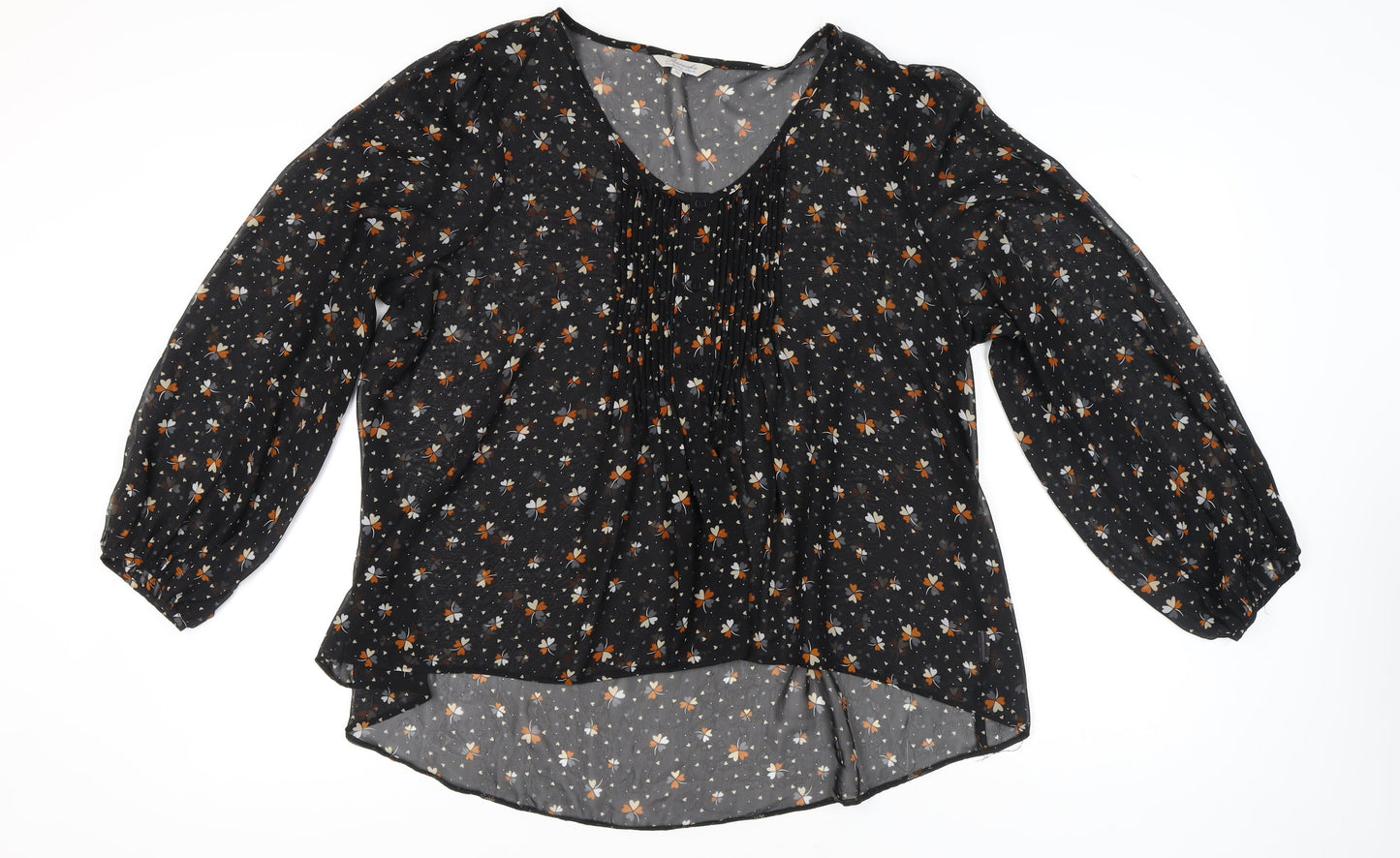 Womens UK Size 20 Peacocks Black Tunic Blouse