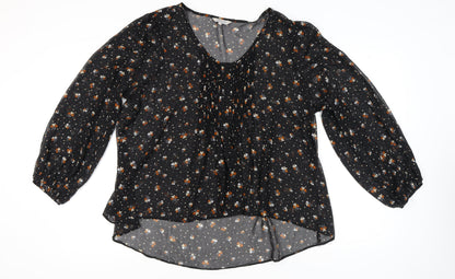 Womens UK Size 20 Peacocks Black Tunic Blouse