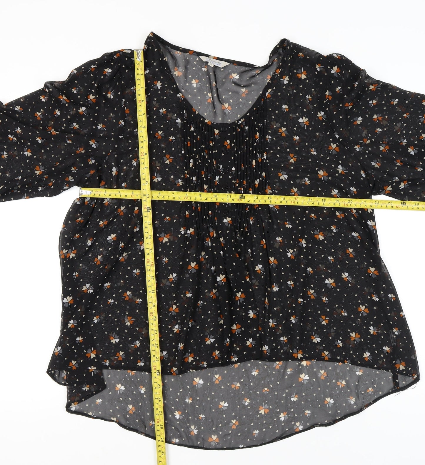 Womens UK Size 20 Peacocks Black Tunic Blouse