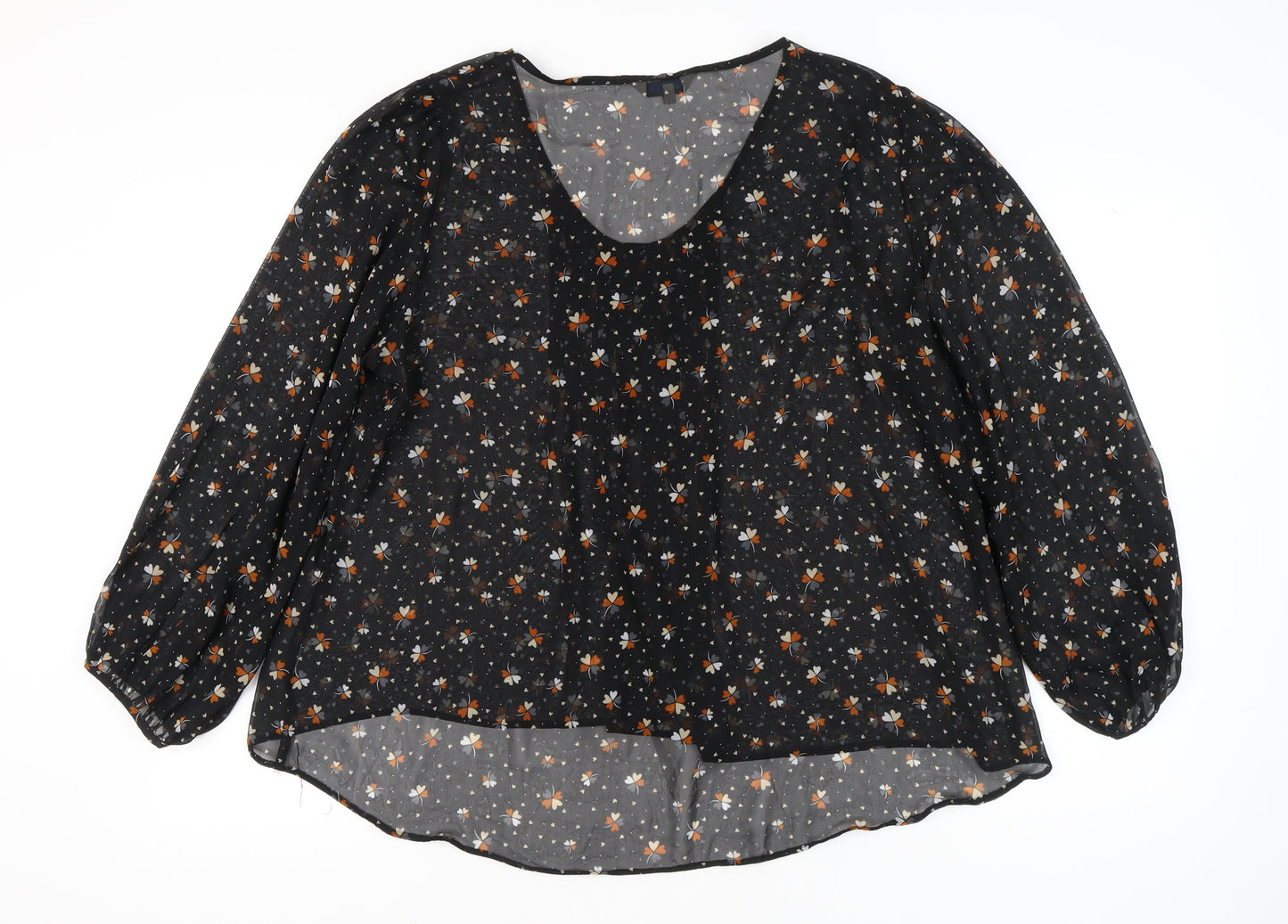 Womens UK Size 20 Peacocks Black Tunic Blouse