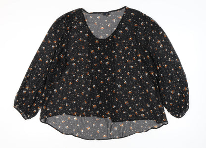 Womens UK Size 20 Peacocks Black Tunic Blouse