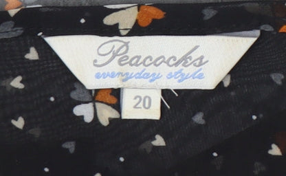 Womens UK Size 20 Peacocks Black Tunic Blouse