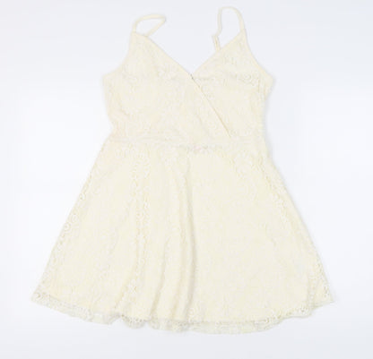 Mossimo Women’s Ivory Lace A-Line Short Dress S Sleeveless V-Neck