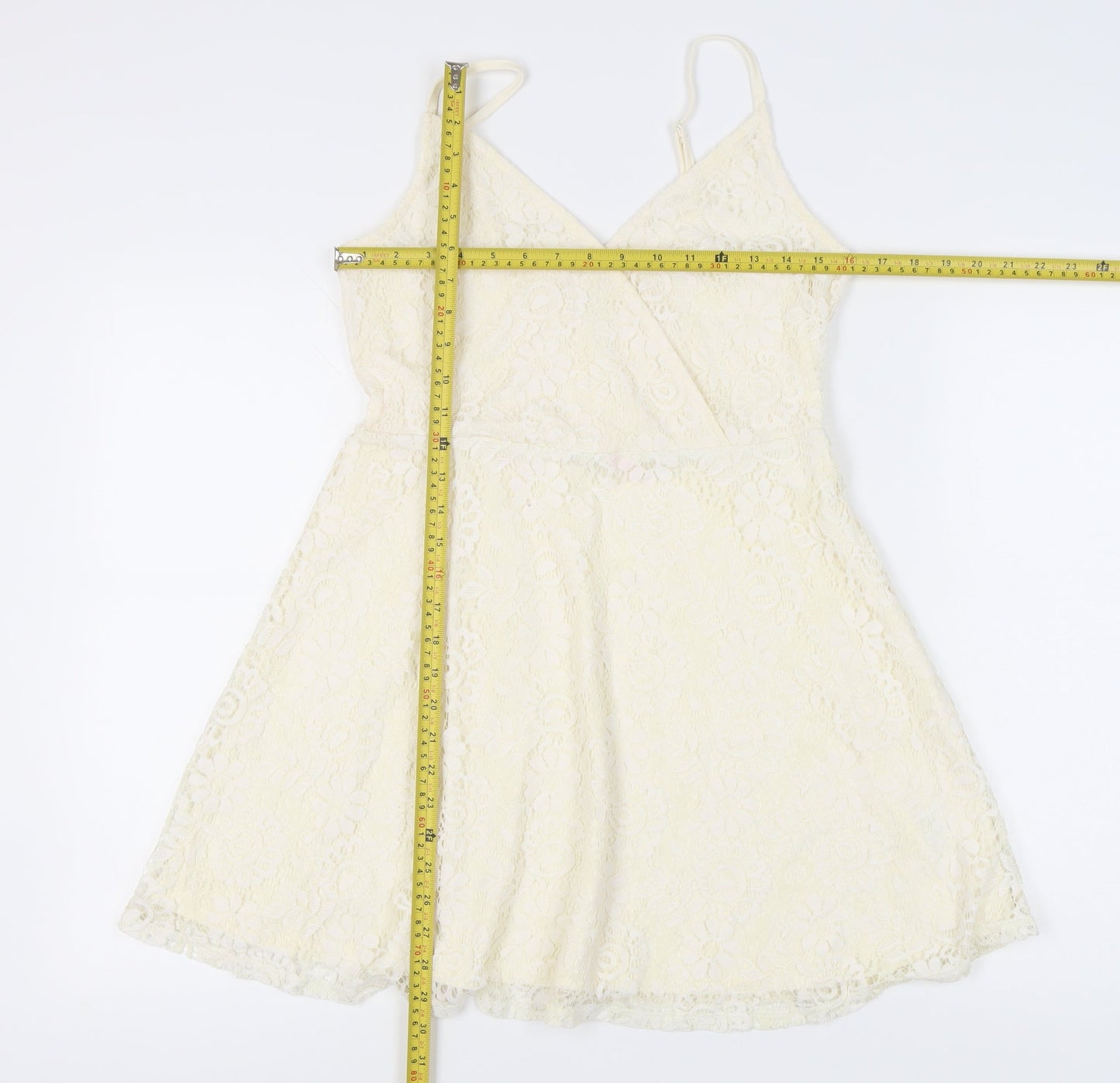 Mossimo Women’s Ivory Lace A-Line Short Dress S Sleeveless V-Neck