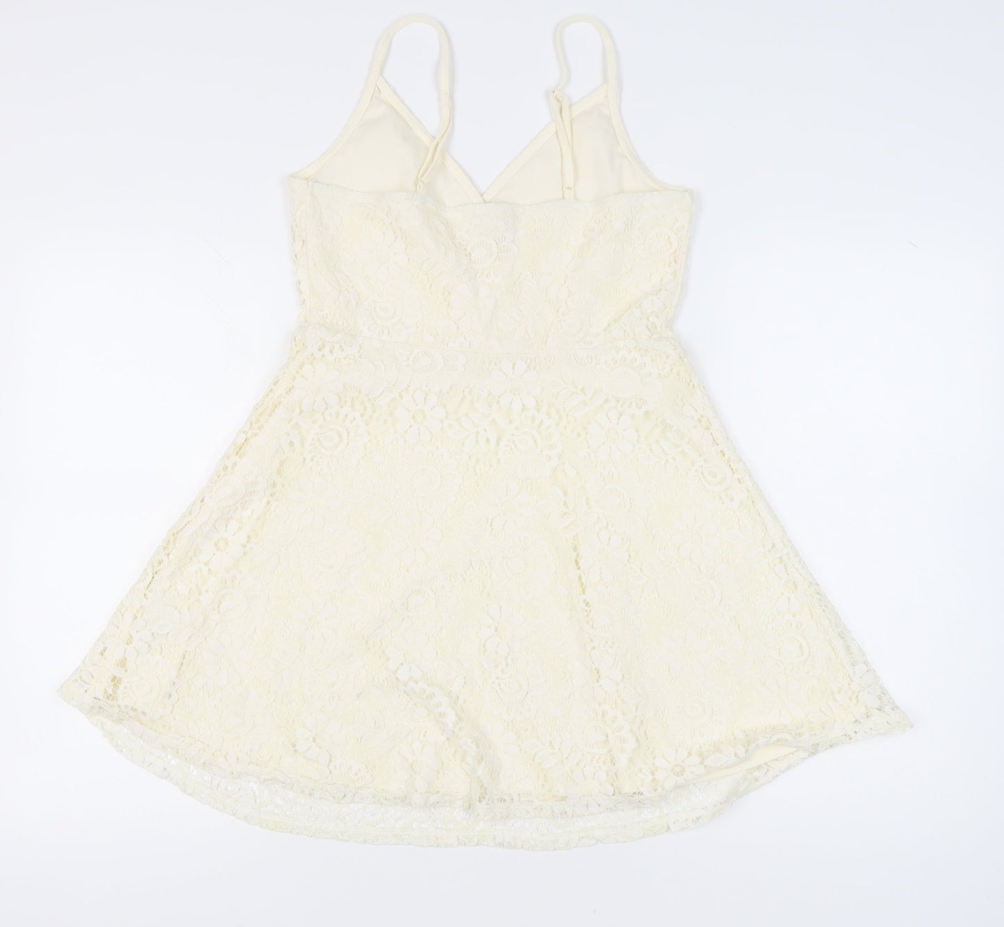 Mossimo Women’s Ivory Lace A-Line Short Dress S Sleeveless V-Neck